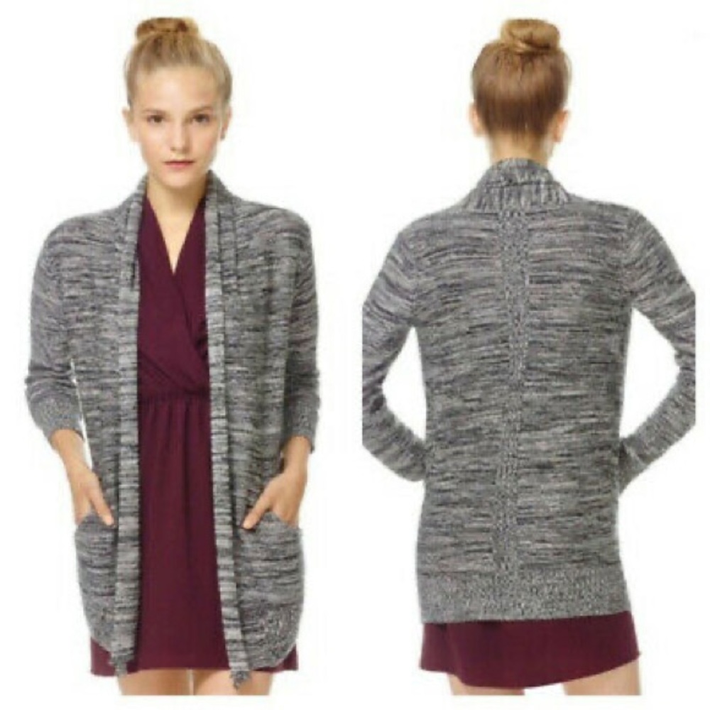 Wilfred Heathered Gray Silk Cotton Cashmere Faulbert Open Front Cardigan Size M
